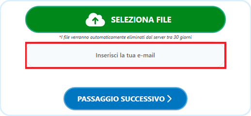 Immetti il tuo indirizzo e-mail